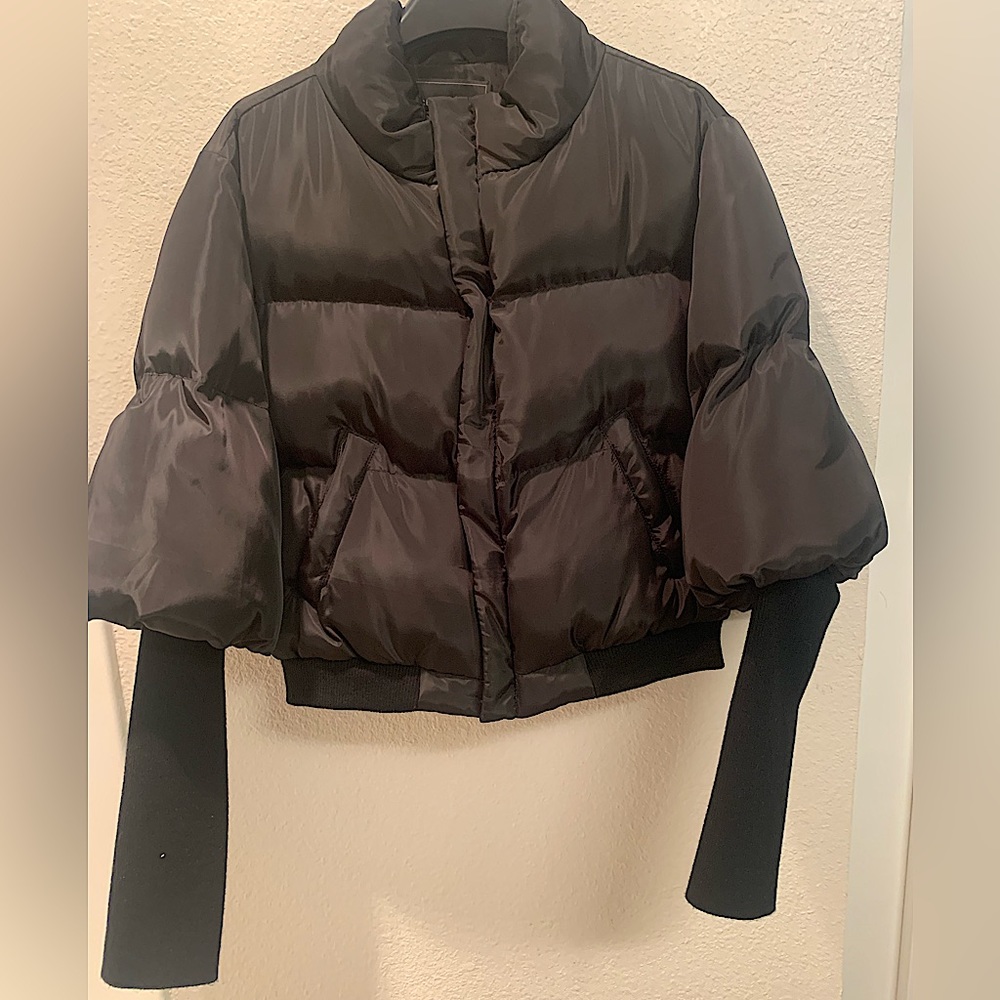 BCBG Max Azria-Puffer jacket, size xxs, black on black.